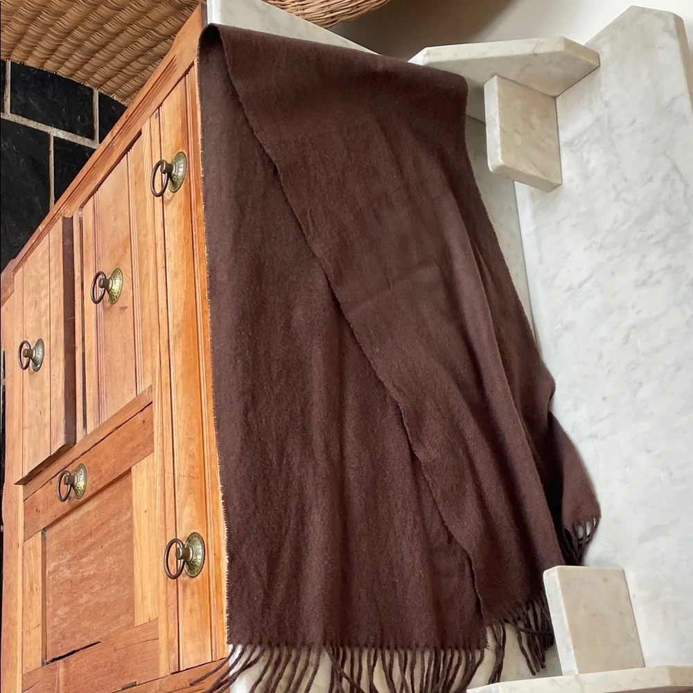 CHRISTIAN DIOR Cashmere Wool Blend Muffler Scarf in Deep Brown Vintage